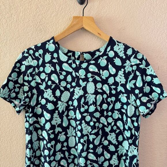 J Jill Wearever Womens Dress Small Fruit Pineapple Short Sleeves Stretch Jersey - Picture 2 of 12